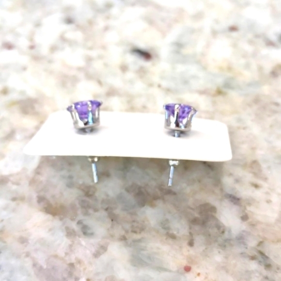 5/$25 PURPLE Rhinestone earrings Crystal AMETHYST GEM  REDUCED - Picture 3 of 4